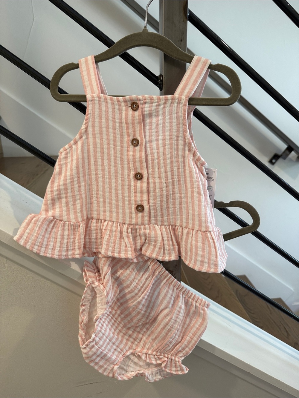 Carter's Pink and White Striped Ruffle Two-Piece Set